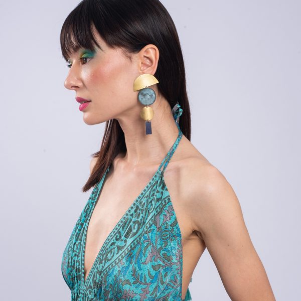 HANGING COLOURED BRASS EARRINGS