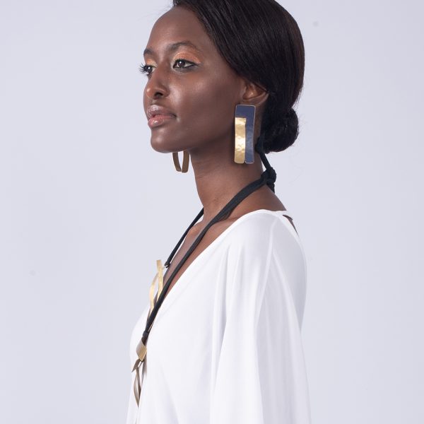 BRASS EARRINGS IN GOLD AND BLUE COLOUR