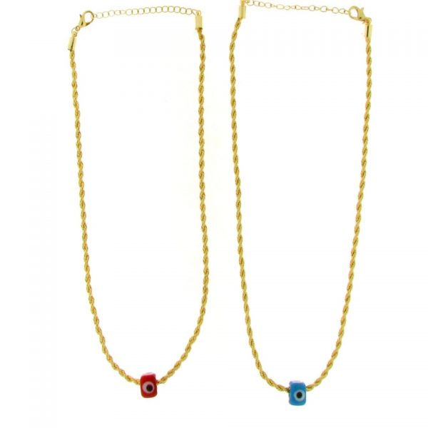 TWISTED CHAINS NECKLACE WITH AN EYE