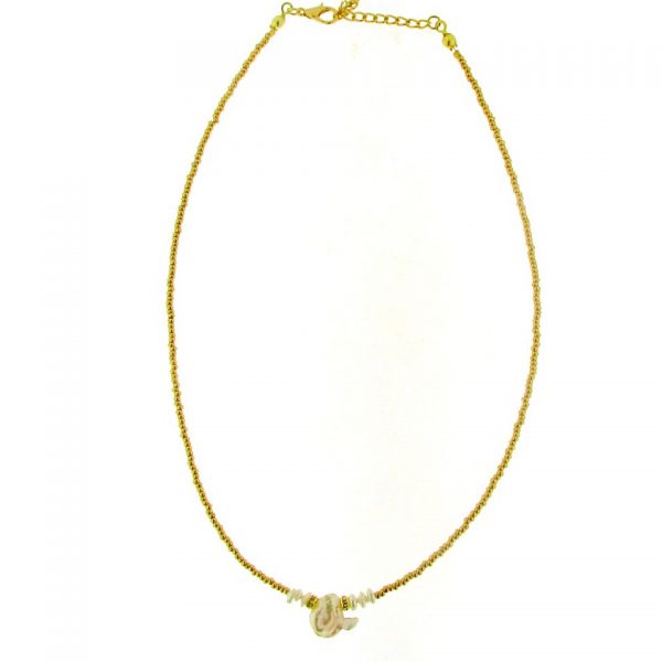 BEAD NECKLACE WITH FRESHWATER PEARL
