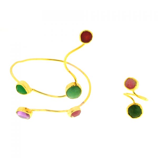 SET BANGLE AND RING WITH CRYSTALS