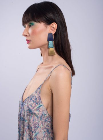 3 SQUARED PARTS HANGING EARRINGS