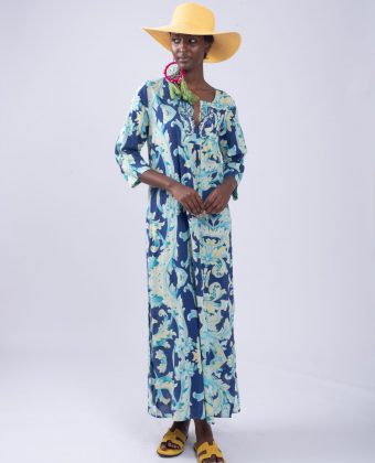 LONG KAFTAN WITH PRINT AND BEADINGS