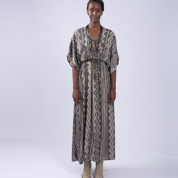 LONG PART SILK PATTERN DRESS
