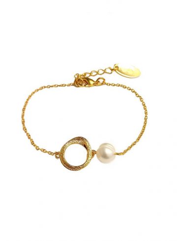 CHAIN BRACELET WITH CIRCLES AND PEARL