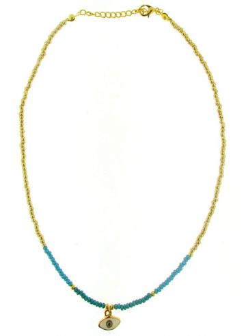 TWO TONE BEAD NECKLACE WITH AN EYE